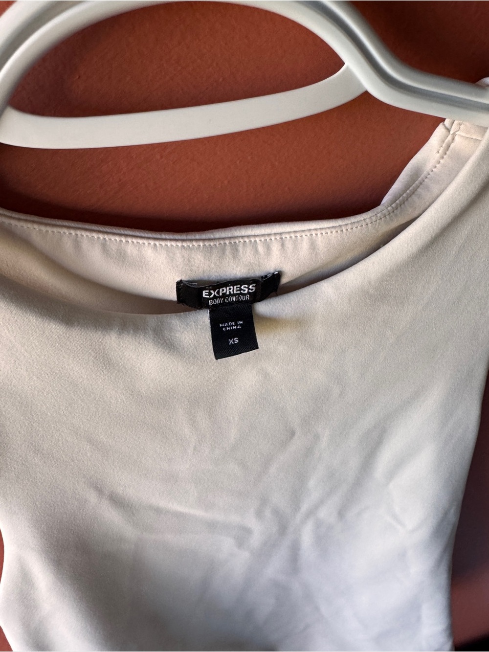 Express Cream High Neck Ribbed Tank - Picture 2 of 3